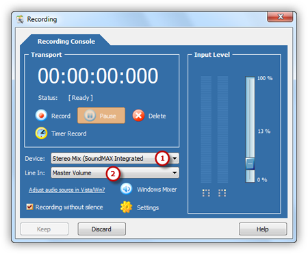 Select Recording Device and Sound Source Select Recording Device and Sound Source