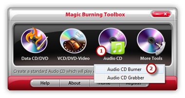 Launch Audio CD Burner Launch Audio CD Burner