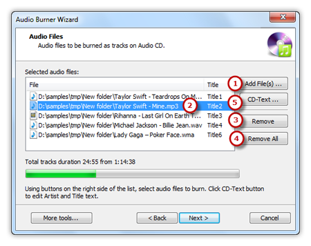 Add Audio Files Add Audio Files