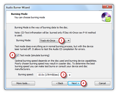 Select Burning Mode and Burning Speed Select Burning Mode and Burning Speed