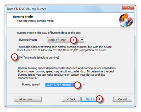 Select Burning Mode and Burning Speed Select Burning Mode and Burning Speed