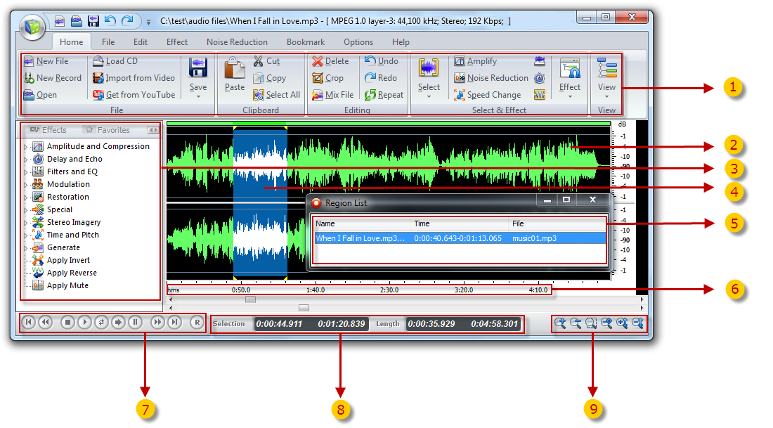 The Audio Record Edit Toolbox Workspace